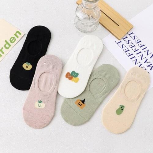 Sock Slippers Women Kawaii White Invisible No Show Non Slip Boat Socks Summer Cotton Japanese Fashion kawaii Sock medias cortas