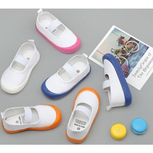 2021 new childrens canvas shoes boys' casual shoes girls' over-the-foot cloth shoes elastic white shoes