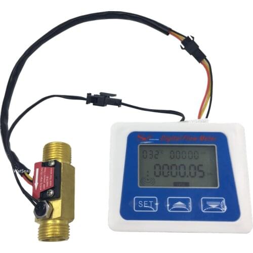 Digital Flow Meter+ Brass flow sensor Temperature measuring YF-B7 Water Turbine meter
