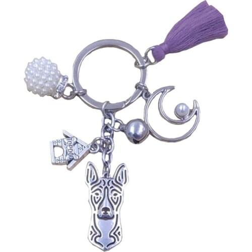 Basenji Dog Animal New Handmade Keychain Key Ring Pet Tassels Antique Silver Plated Kawaii Women Men Jewelry Gift K100-101