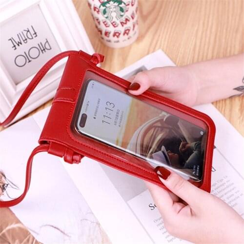 New Touch Screen Cellphone Purse Smartphone Wallet Luxury Leather Shoulder Strap Handbag Crossbody Coin Purse Female Mini Bag