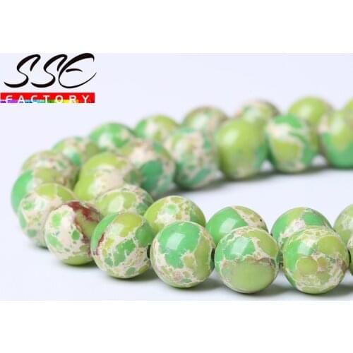 Wholesale Green Sea Sediment Turquoises Imperial Jaspers Beads Natural Stone Beads 4 6 8 10MM Diy Bracelet For Jewelry Making