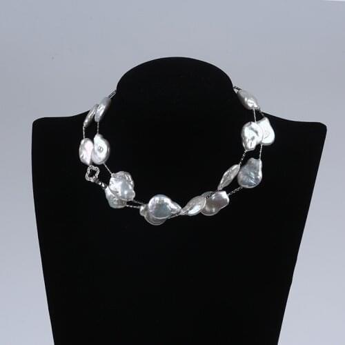 15*20mm Natural Huge White Baroque Pearl Necklace Fashion Jewelry 925 Sterling Silver