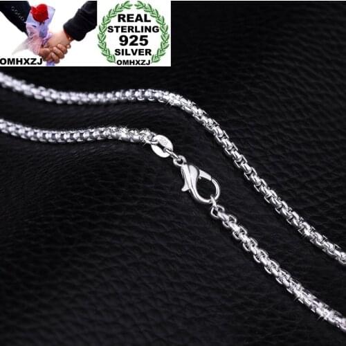 OMHXZJ Wholesale Personality Fashion OL Woman Girl Party Gift Round Box Chain 925 Sterling Silver 18KT Gold Chain Necklace NC191