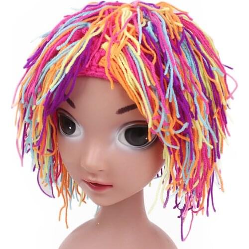 Clown Wig Girls Children Baby Halloween Gifts Costume Wig Funny Hat Handmade Winter Warm Crocheted Cabbage Patch Clown Pigtail