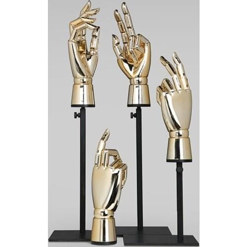 Plastic man joint hand model mirror gold silvery ring jewelry wallet purse handbag rack glove display hands Necklace Bracket