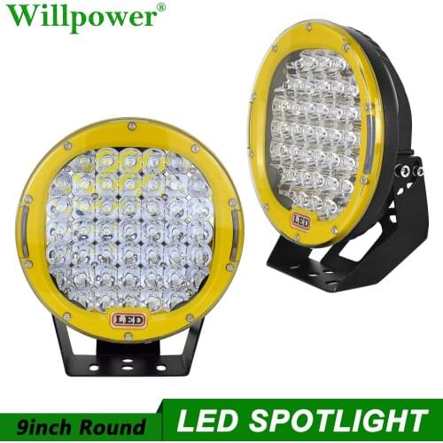 Offroad 4WD Yellow Fog Light 225W 9 inch LED Spotlight For Jeep JK Wrangler 4x4 Truck Headlight SUV Pickup Flood Driving Light