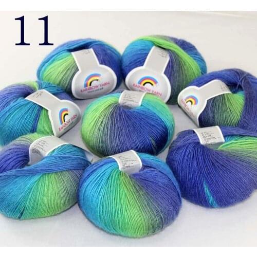 Sale Soft 8X50gr ballCashmere Wool Colorful Rainbow Wrap Shawl DIY Hand Knit Yarn Blue Turquoise Navy Green 524-11-8