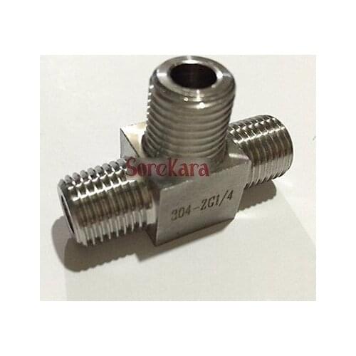 Equal 1/2" BSPT male Threaded Tee 3 Way 304 Stainless Steel Pipe Fitting Connector Adapter Max Pressure 2.5 Mpa