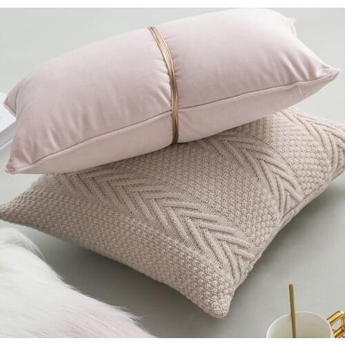 Pink Series Cushion Cover Soft Velvet/Knitting/Fur Decoration Pillow Covers For Sofa Luxury Home Case Living Decor Pillow Room