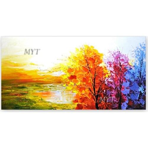 Heavily Colorful Acrylic Texture Abstract Oil Painting Handmade Forest Scenery Canvas Wall Decor Art For Living Room Wall Decor