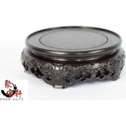 Special offer ebony wood carving of Buddha carved mahogany handicraft circular base vase furnishing articles