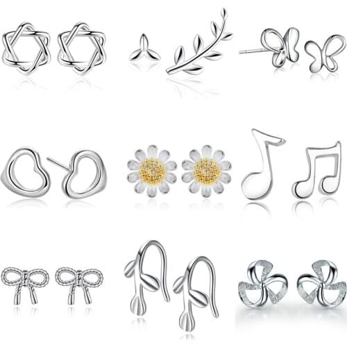 925 Sterling Silver Splicing Cute Animal Stud Earrings For Women Casual Style Girl Earings Personality Jewelry