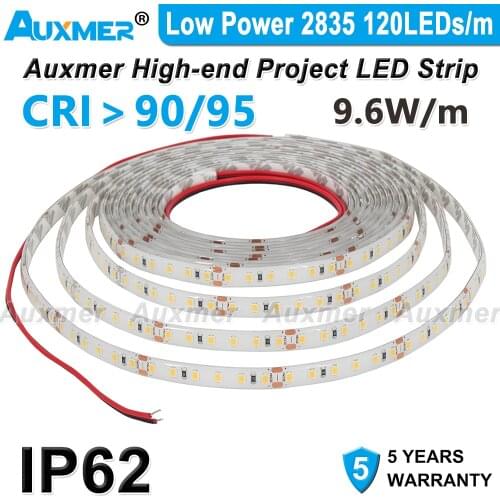 Low Power 2835 120LEDs/m LED Strip,IP62 Dropper silicone glue waterproof,CRI95 CRI90,DC12V/24V 9.6W/m 600LEDs/Reel,for indoor