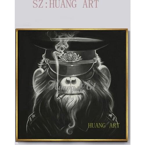 Top Artist Pure Hand-painted High Quality Modern Art Gorilla Oil Painting on Canvas Abstract Funny Animal Monkey Oil Painting