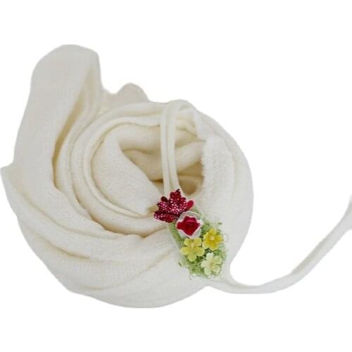 Newborn Knit Stretch Wrap Baby Swaddle Wrap and Headband Set Photography Prop Newborn Floral Headband Accessories