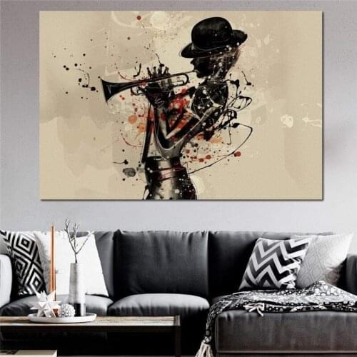 Vintage Woman Wall Posters Modern Art Canvas Pictures for Bedroom Living Room Home Decor Abstract Music and Woman Canvas Print