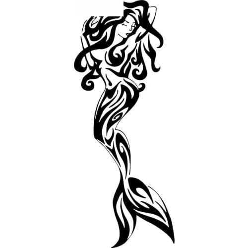 High Quality Sexy Mermaid Girl Stickers Fashion Design Stickers Pvc Decals Suitable for All Kinds of Cars Black/white, 15cm*6cm