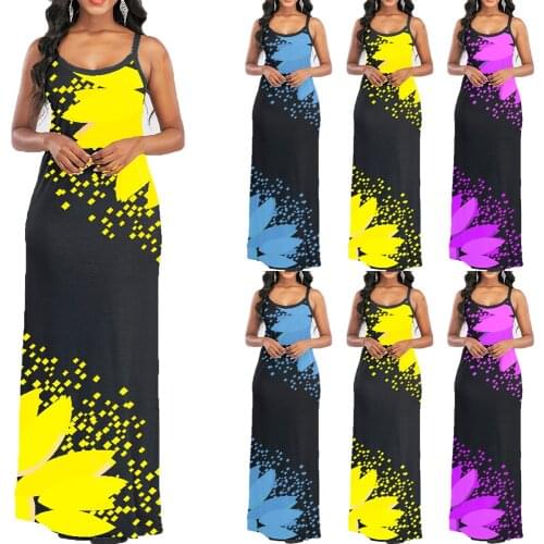Summer Dress For Women 2021 Fashion Personality Flower Print Sexy Slim Sling Sleeveless Bohemia Maxi Dresses Female Vestidos