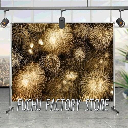 Gold Firework Firecracker Happy New Year Photography Backdrop Shiny Family Party Decor Photo Background For Photo Studio Vinyl