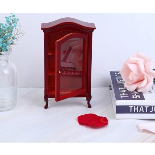 1:12 Dollhouse Miniature Wood Display Cupboard Cabinet Showcase Bookcase Doll House Decor