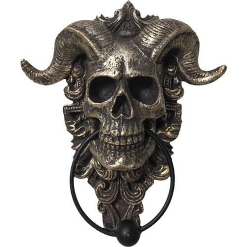 1pcs Antique Retro Design Door Knocker Decorative Skull Doorknocker Wall Art Decorative Resin Craft Drop Ring Door Handle Ring