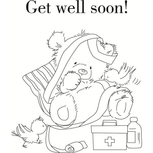 10x8 Injured bear Transparent Clear Stamps Silicone Seals for DIY scrapbooking photo album Card Making