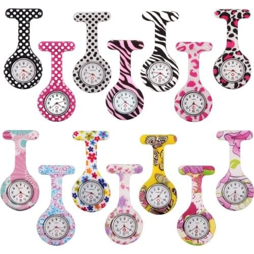 14pcs/lot Pocket Watches Clip-on Fob Brooch Pendant Hanging Rubber Silicone Nurse Watch Doctor Nurses Medical Quartz Watch Gifts