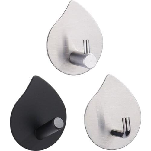 2PCS Bathroom Hooks Towel Clothes Wall Hanger Stainless Steel Self Adhesive Robe Key Storage Holder Bath Decorative