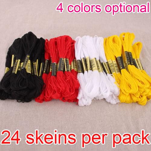 24 skeins white black red golden cross stitch embroidery cotton Strings thread line Crafts Friendship Bracelet lappet threads
