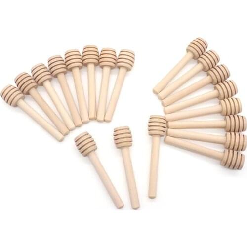 24PCS Long Handle Wood Honey Dippers Sticks Dinnerware Coffee Milk Tea Stirring Sticks Spoon Kitchen Mixing Stick Jar Coffee Mil