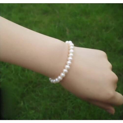 3 COLOR!!! 7-8MM Size Charm Exquisite Fresh Water Pearl Bracelet 18CM Long ELASTIC Bangle Fashion Jewelry, 30pcs/lot