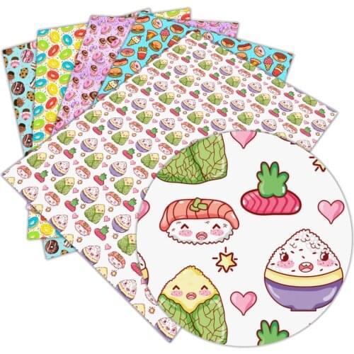 30 cm x 136 cm Dessert Pattern Printed Artificial Leather Fabric Sewing DIY Bag Shoes Material L081 L082 L086 L087 L099 L100