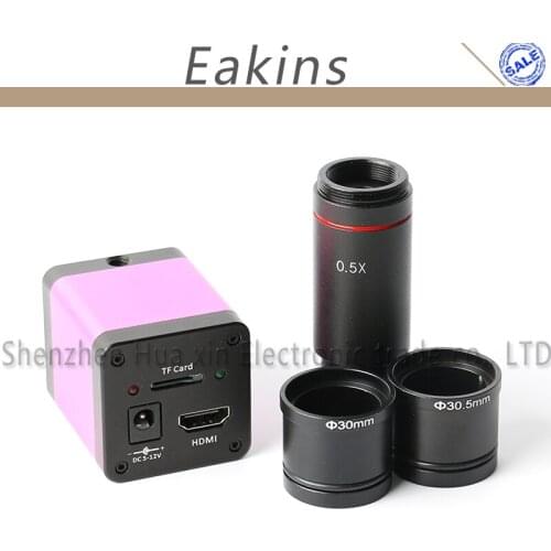 720p HDMI Video Microscope Camera IR Remote Control Storage Picture+0.5X Microscope Eyepiece C-Mount Lens 23.2mm+30mmm+30.5mm