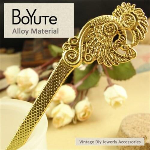 BoYuTe (10 Pieces/Lot) 27*131MM 3 Colors Vintage Zinc Alloy Materials Phoenix Bookmark Charms for Jewelry Making