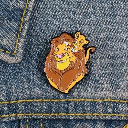 Cartoon Lion Cute Backpack Canvas Bag Brooch for Woman Badge Shirt Enamel Pin Brooches for Men Metal Pin Jewelry Accesorios