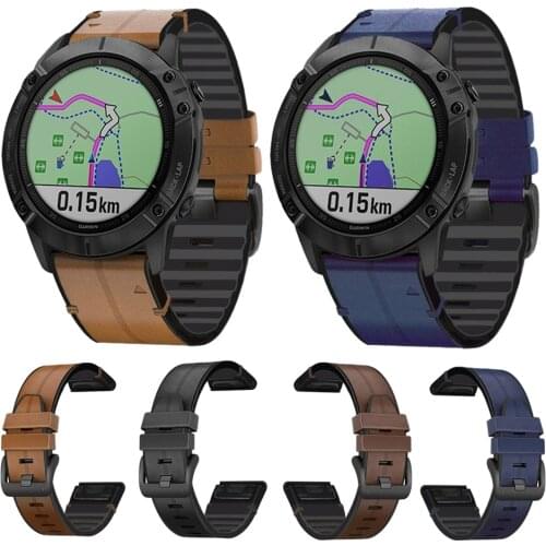 Leather+Silicone Quick Release Watch Band For Garmin Fenix 6X 5X 5 6 3 6 Pro 5 Plus Wrist Strap For Forerunner 935 945 Bracelet
