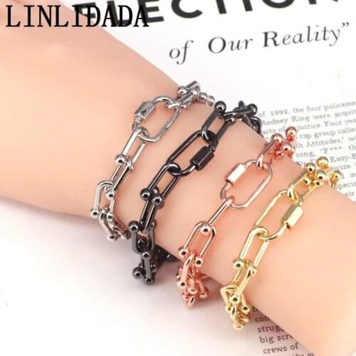 10Pcs, Geometric U Shaped Link chain accessories Bracelet mix colors chain for jewelry making