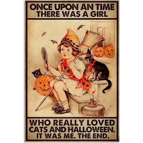 Christmas Decorations Vintage Once Upon A Time Cats and Poster Art Print Decor for Home Metal Tin Sign Wall Decor Art 8x12inches