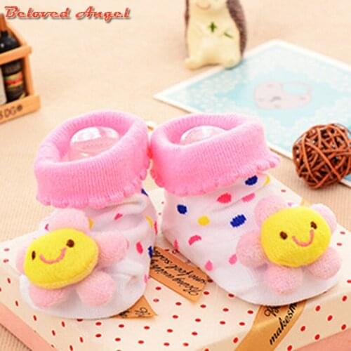 2019 Candy Color Cotton Children Socks Baby Girls Boys Socks For 0-18 Month Sport Kids Socks Anti Slip 3D Print Infant Clothing