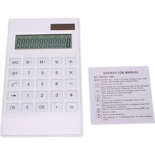 E65A Creative Slim 12 Digital Dual Power Supply Solar Energy Crystal Key Calculator