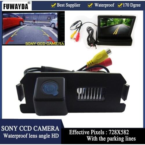 FUWAYDA Waterproof CCD Car Rear view Camera With 4.3 Inch TFT LCD Monitor For Hyundai Genesis I30 ROHENS COUPE Tiburon Kia Soul