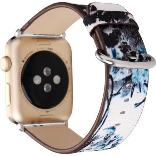 Classical Fabric Leather Strap for Apple Watch Band Landscape Bracelet for iWatch 42mm 38mm Series 1/2/3 Watch Band w Connector