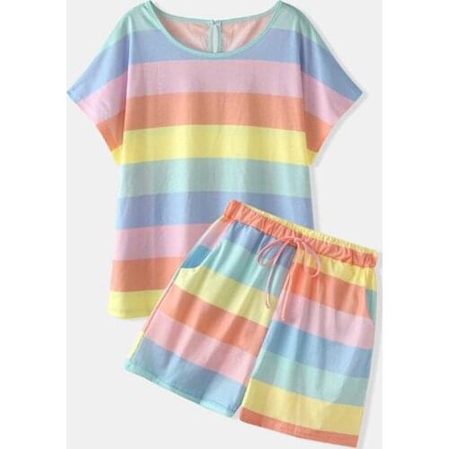 2021 Two Pieces Sets Loose Pajama Sets Women Pyjamas Sleepwear Short Sleeve Printed Home Clothes Pijama Mujer S-5XL Plus Size