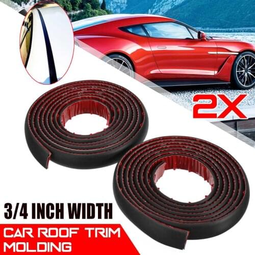 2PCS 2M Black Flexible Roof Trim Molding Kit Seal Strips 2CM Width Trim Strips For MITSUBISHI/Lexus/Honda/CHEVY/FORD/BMW/DODGE