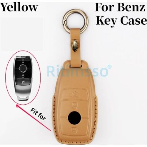 Handmade Leather Car Key Case Shell Bag Protective for Mercedes Benz 2017 E Class W213 2018 S Class Accessories Car Styling