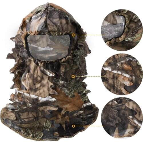 Airsoft Mask 3D Leaf Blind Mask Outdoor Multi-Functional Camping Hunting Bionic Camouflage Headgear CS Cover Tactical Face Mask