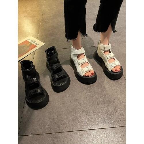 Roman Style Fashion Casual Platform Ladies Sports Sandals Summer College Style Velcro Non-Slip Wear-Resistant Casual Shoes