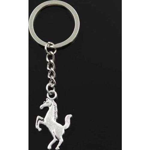 Fashion Keychain 35x21mm Gallop Horse Steed Silver Color Pendants DIY Men Jewelry Car Key Chain Ring Holder Souvenir For Gift