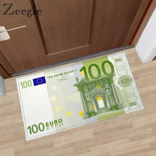 Zeegle Printed Money Doormat Floor Mat Anti-slip Rectangle Kitchen Carpet Outdoor Door Mat Soft Hallway Floor Mat Bedroom Rug